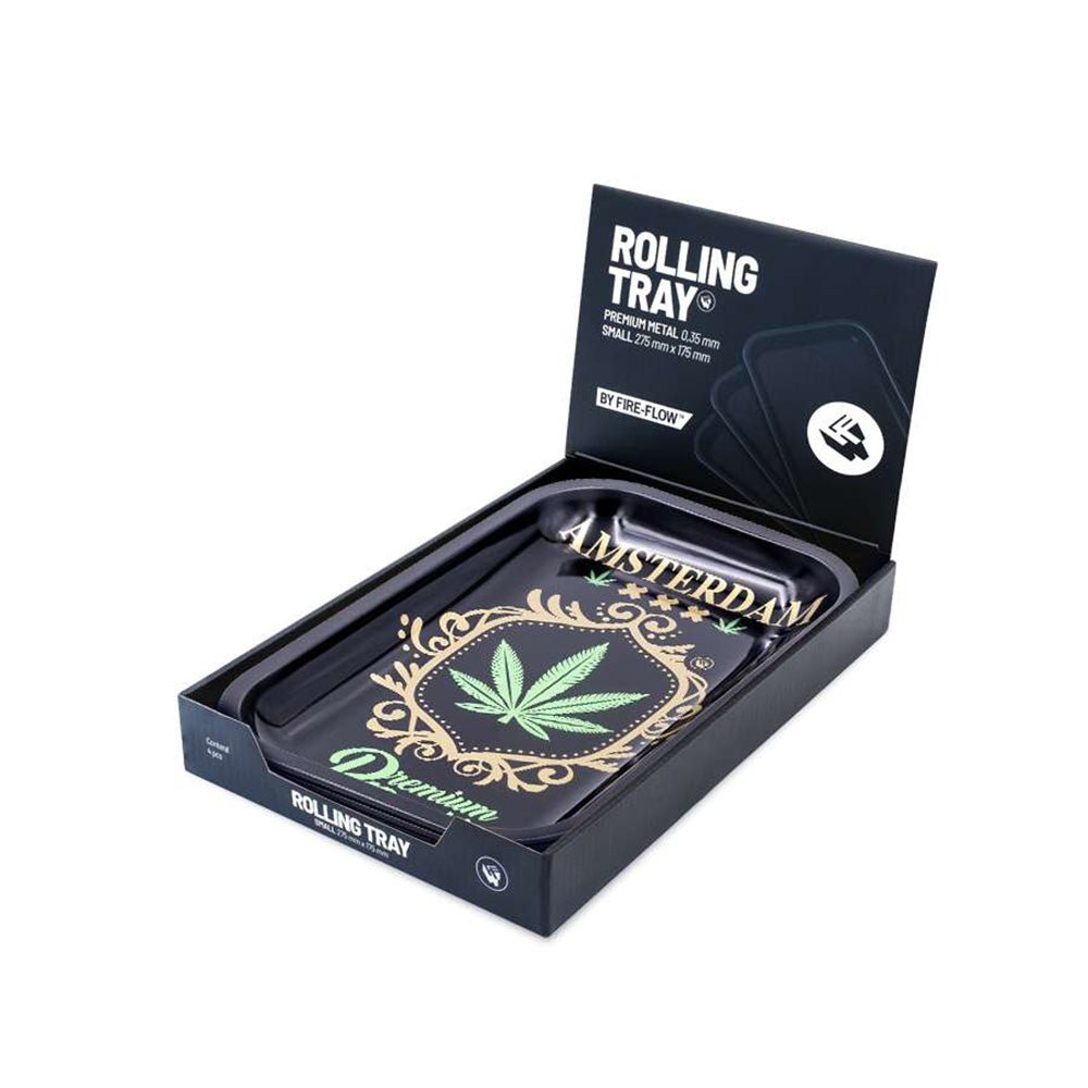 FIRE - FLOW™ Rolling Tray – Amsterdam Leaf Gold - 7SMART