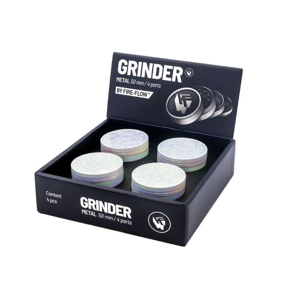 FIRE - FLOW™ Grinder – Icy Pearl THC Molecule (50mm) - 7SMART