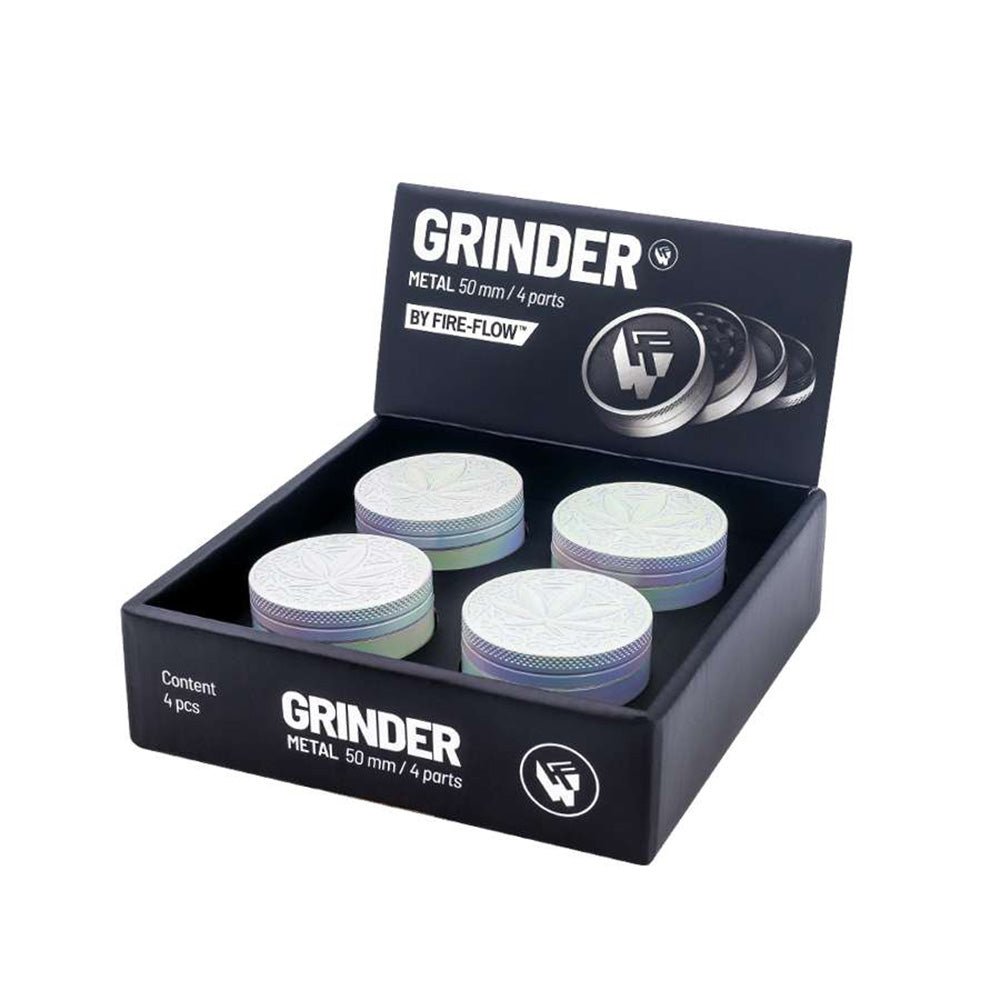 FIRE - FLOW™ Grinder – Icy Pearl Trance Leaf (50mm) - 7SMART