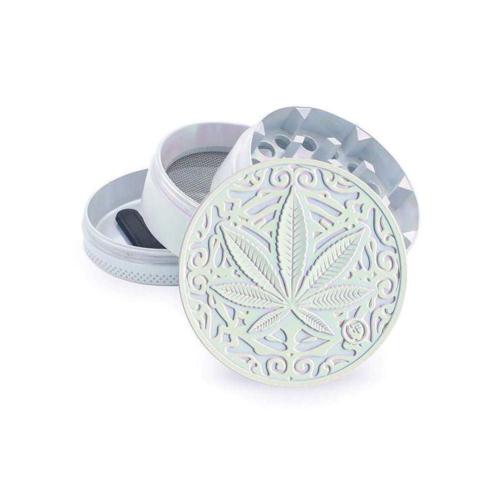 FIRE - FLOW™ Grinder – Icy Pearl Trance Leaf (50mm) - 7SMART