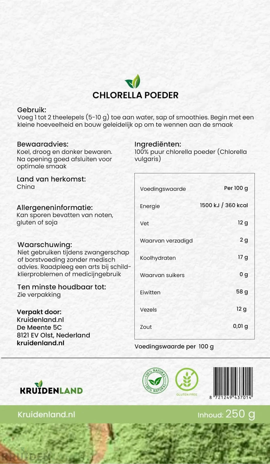 Chlorella Poeder 250 gram - 7SMART