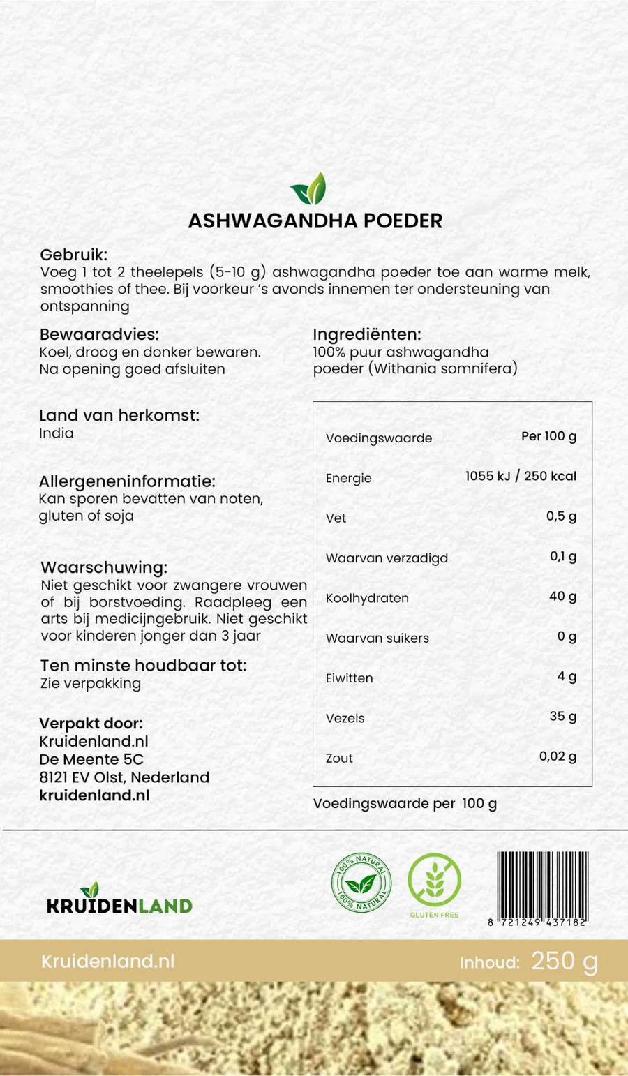 Ashwaganda Poeder 250gr - 7SMART