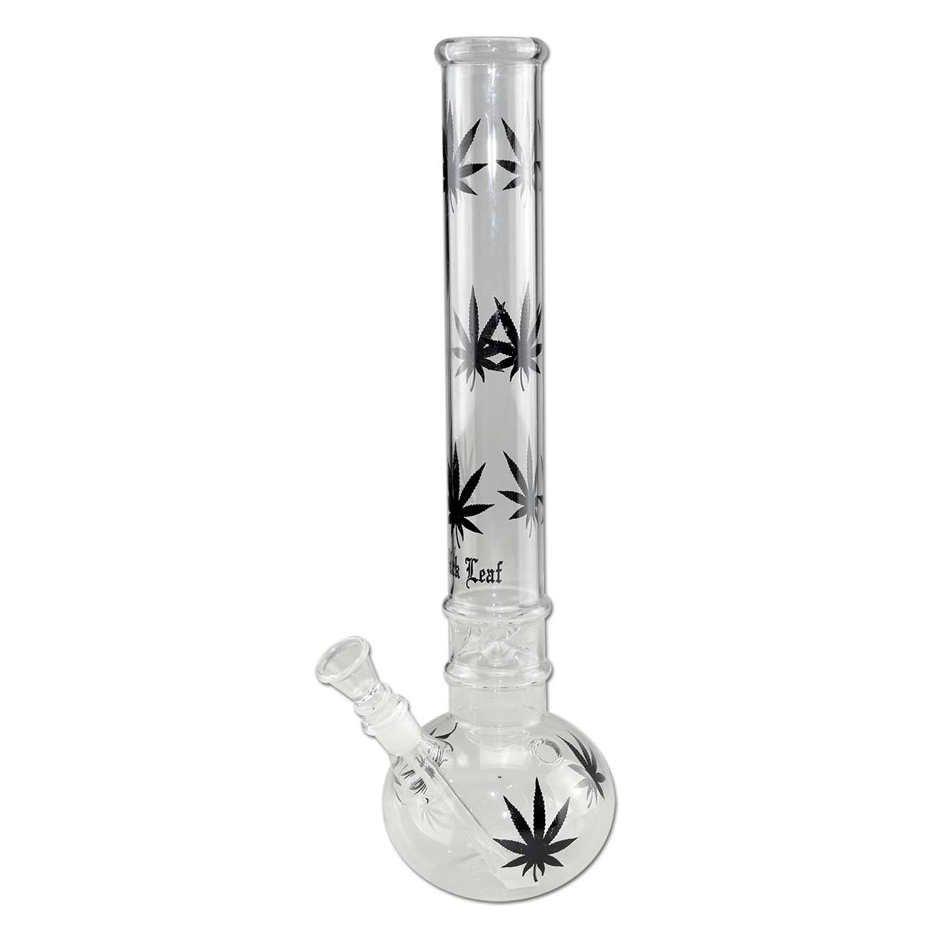 Black Leaf Glass Bong with Leaves Black 35cm - 7SMART
