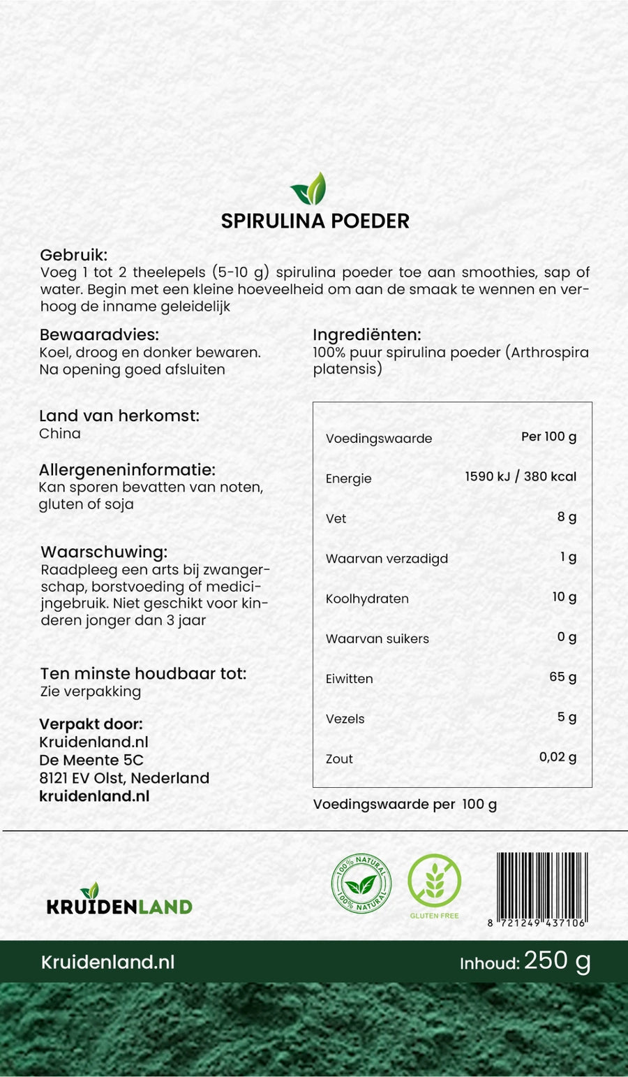 Spirulina Poeder 250 gram - 7SMART