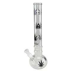 Black Leaf Glass Bong with Leaves Black 35cm